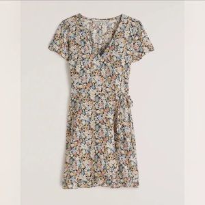 Short-Sleeve Ruffle Wrap Mini Dress